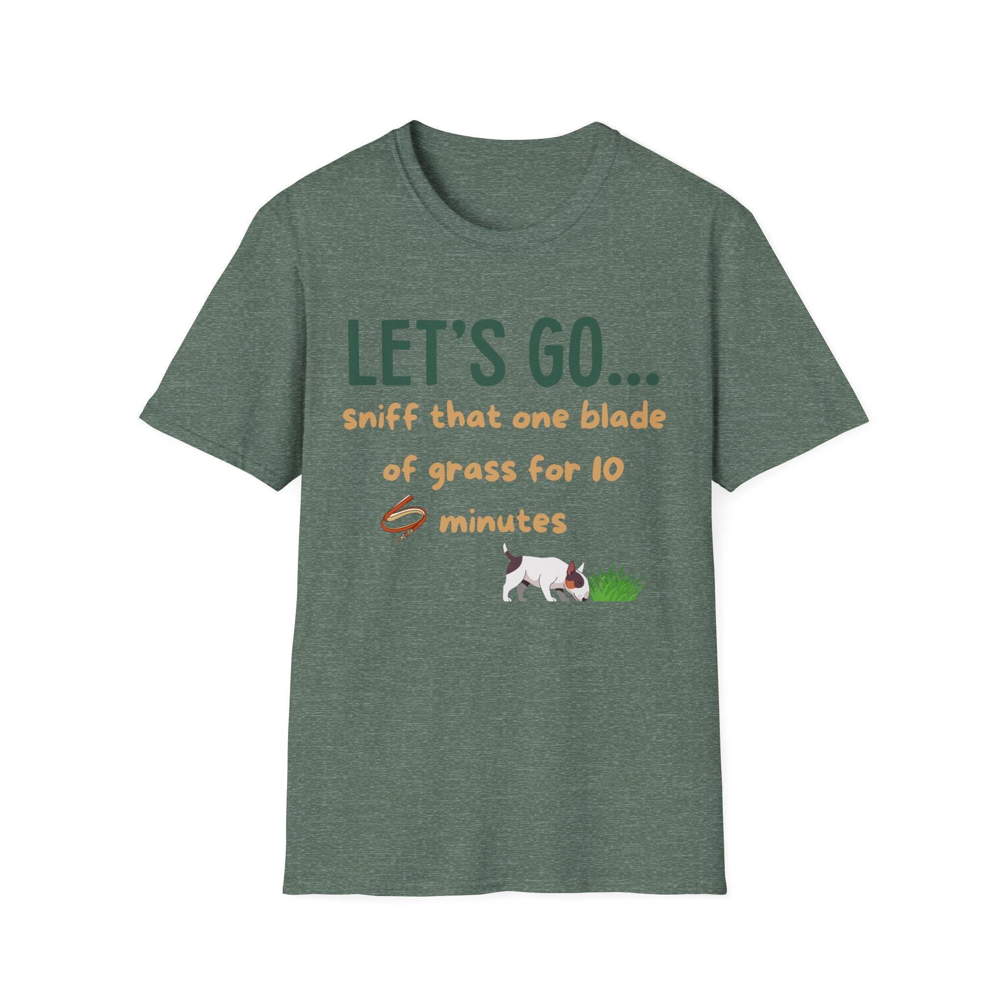 Let's Go Sniff t-shirt lifestyle shot – dog owner clothing UK
