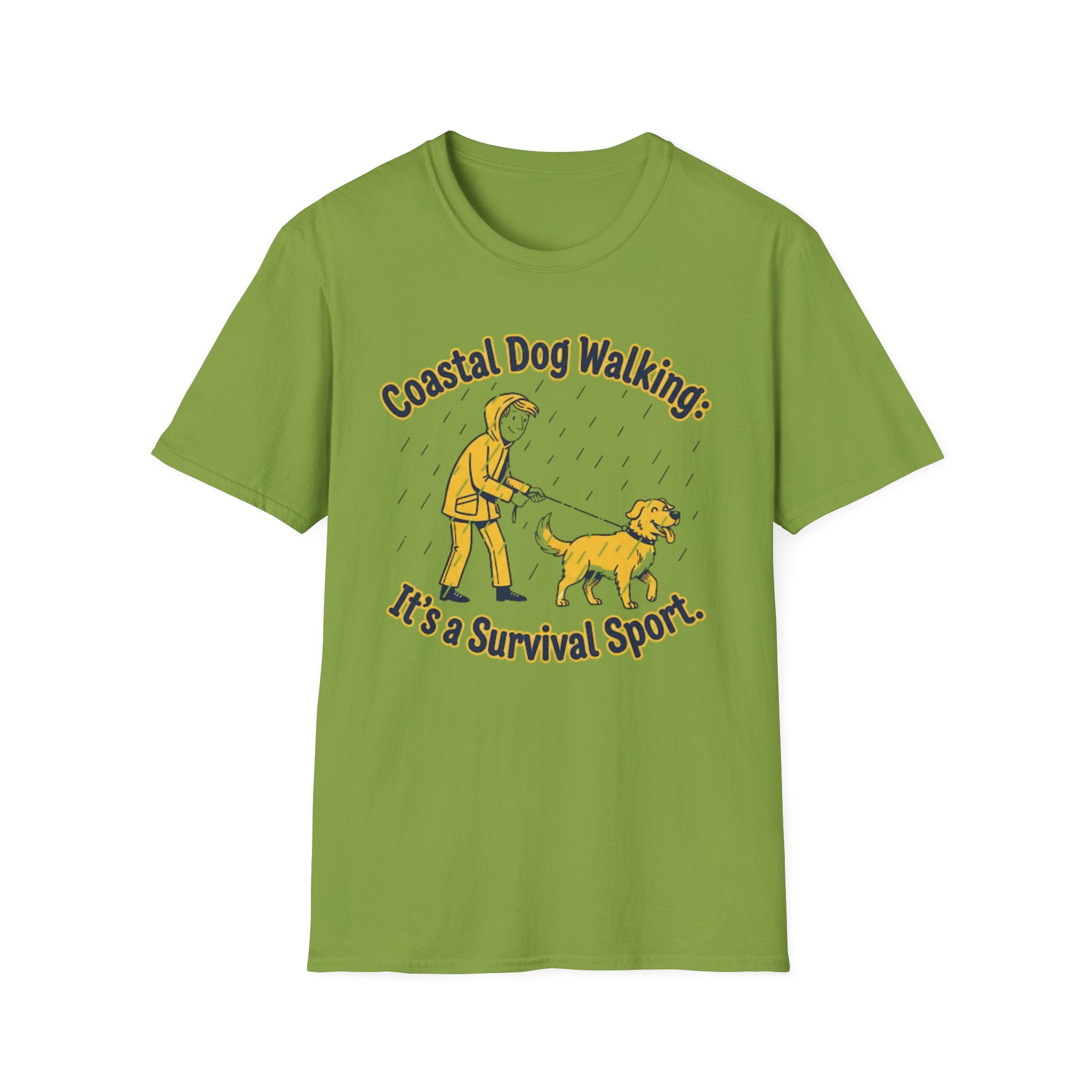 Coastal Walking Survival dog tee mockup – funny coastal dog top UK