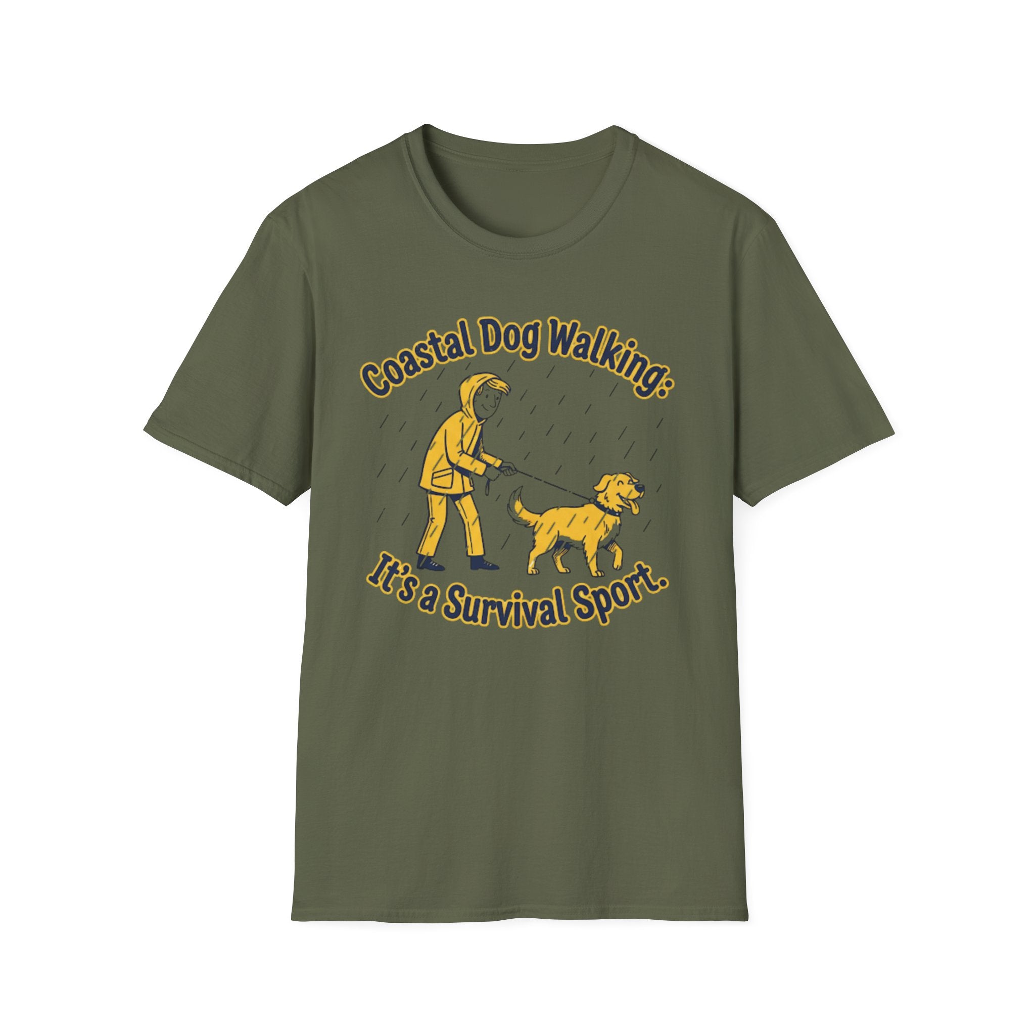 Coastal Walking Survival t-shirt colour shot – dog walker coastal top UK