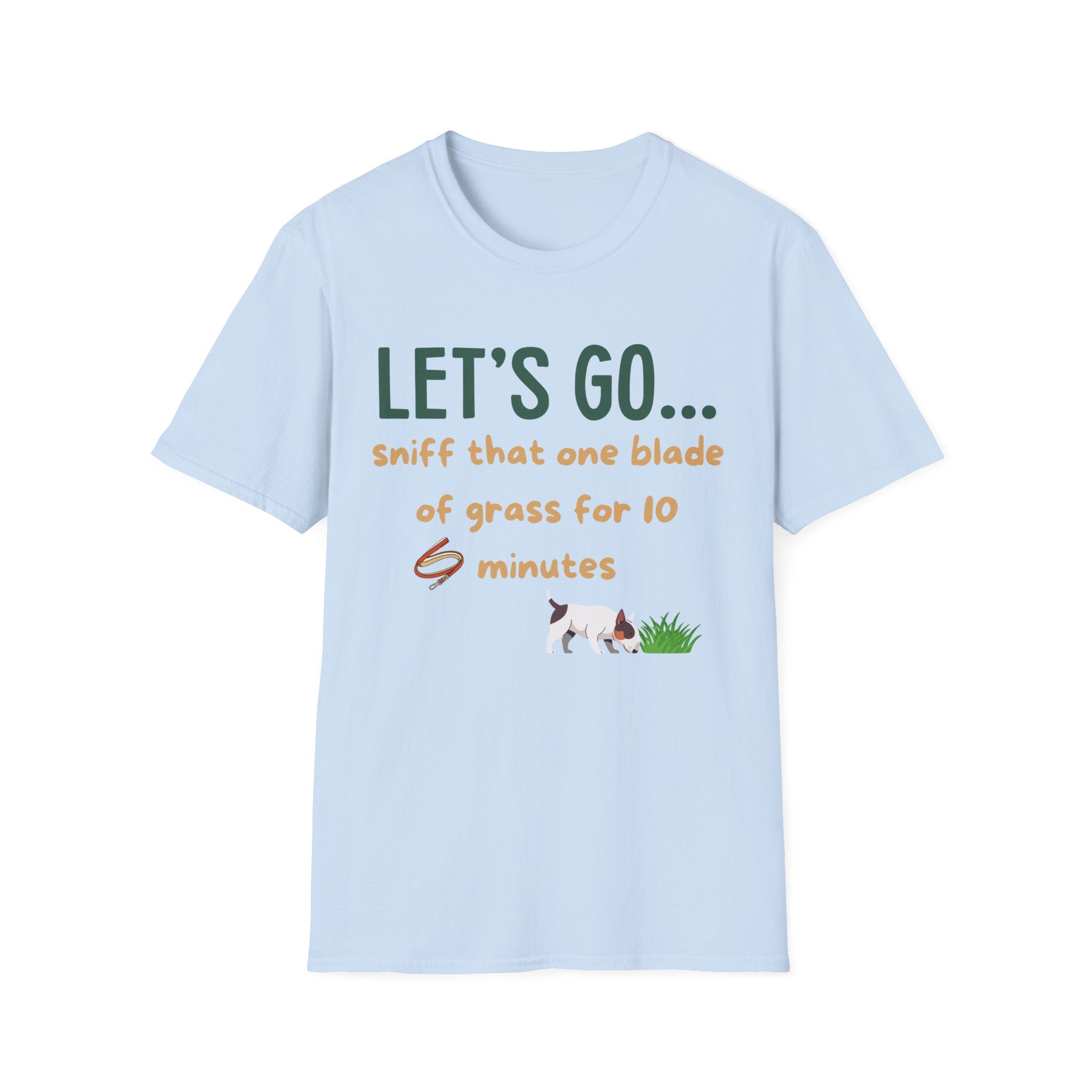 Let's Go Sniff t-shirt mockup – dog owner scentwork gift UK