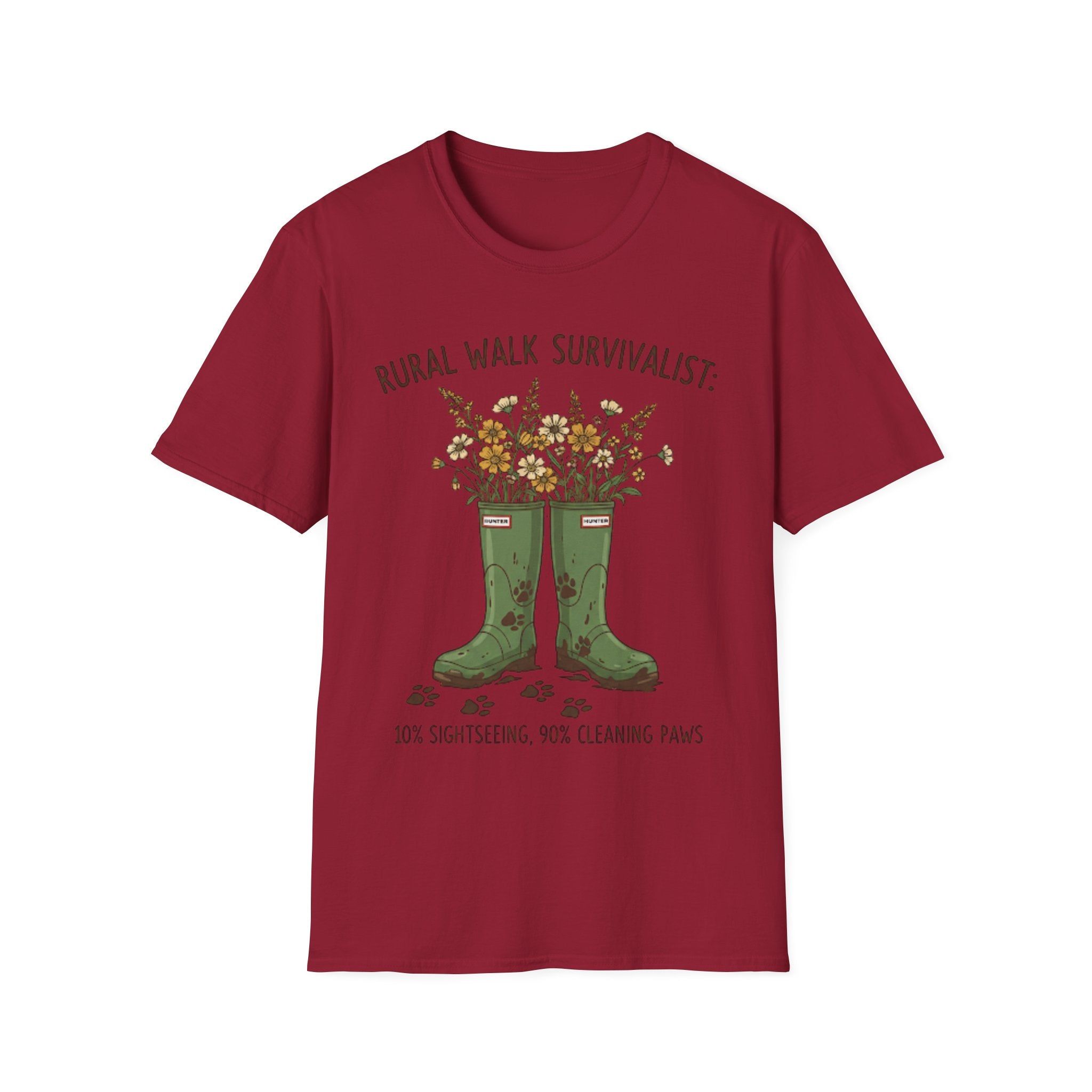 Rural Walk Survivalist t-shirt lifestyle – funny rural dog walking top UK