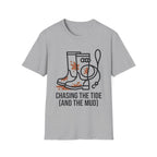 Chasing the Tide t-shirt mockup – dog walker beach walk gift UK