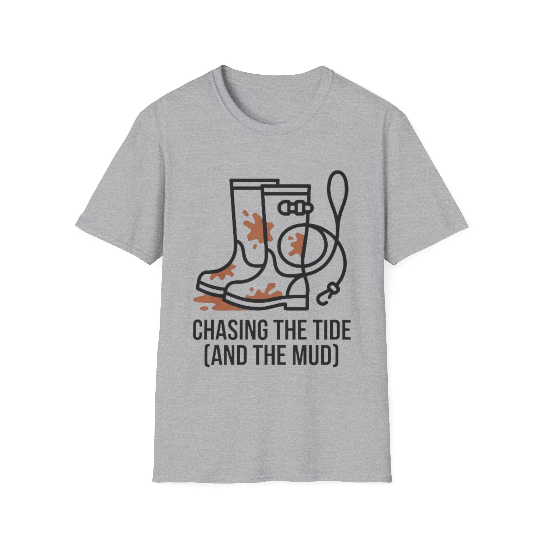 Chasing the Tide t-shirt mockup – dog walker beach walk gift UK